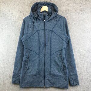 Athleta Womens Sz M Fitted Hooded Full Zip Jacket Blue Hoodie
